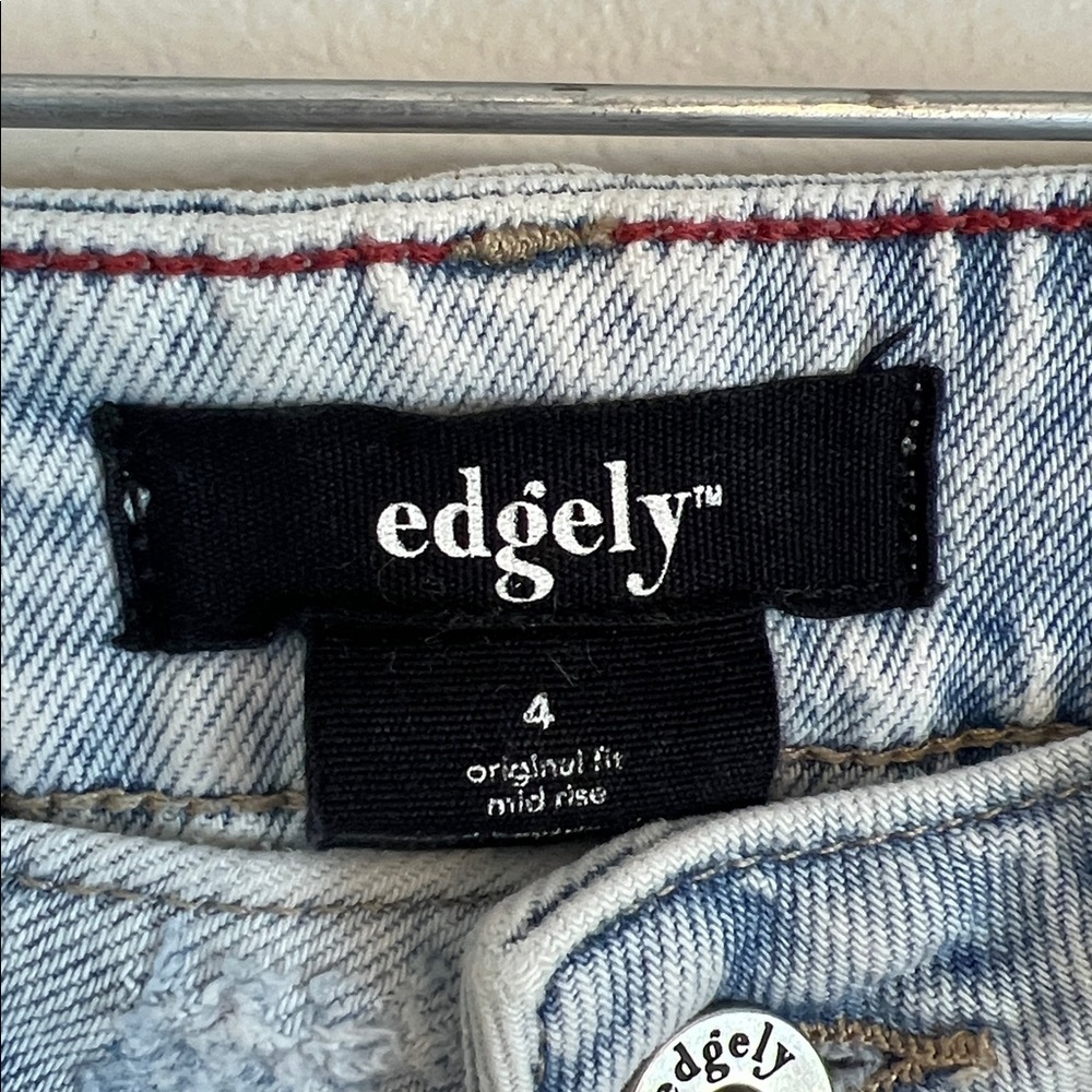 Edgely women’s 4 jeans mid rise cropped distressed relaxed boyfriend - Picture 6 of 16